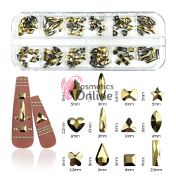 Strasuri din Cristale 120 bucati SC290AA Auriu Metalizat Marquise pentru decor unghii